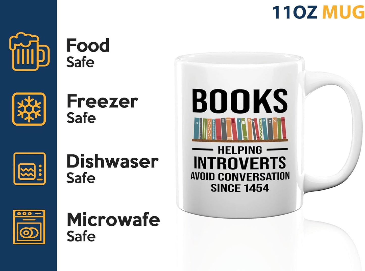 Book Lover Coffee Mug 11oz White -Helping Introverts - Writer Editor Bookish Librarian Bibliophile Bookish Grammar Philosophers