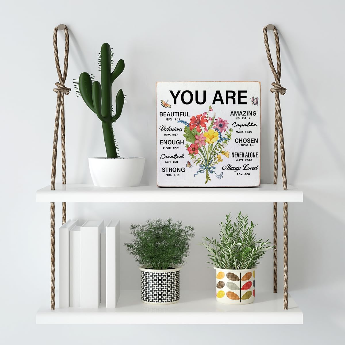 Inspirational Christian Gifts for Women Bible Verse Gifts, Scripture You Are Beautiful Wooden Box Sign Home Desk Table Decor 5 x 5 lnches