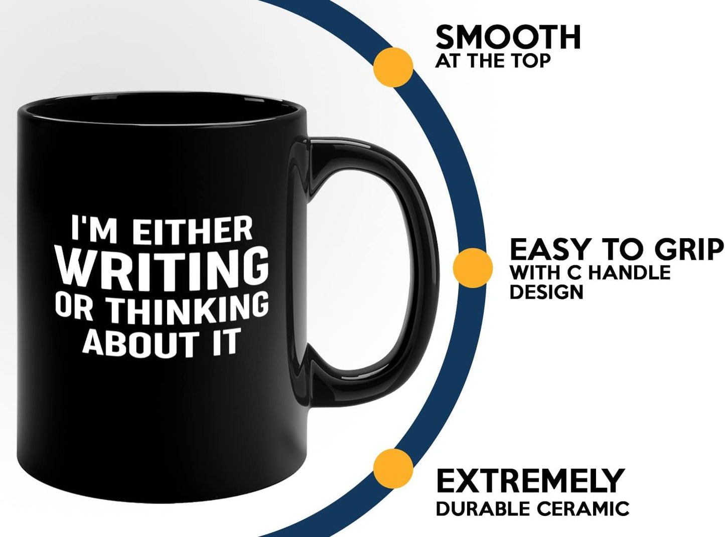 Journalist Coffee Mug 11oz Black -Writing or Thinking - Reading Lover Book Club Gift Author Appreciation Writer Journalism Novelist Scriptwriter