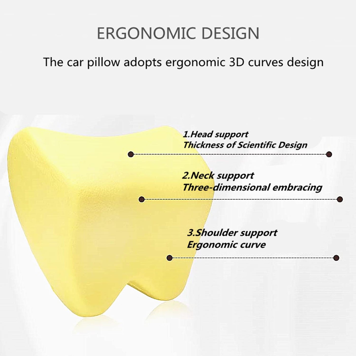 Car Seat Neck Pillow, Headrest Cushion Relieve Neck Pain for & Muscle Tension,100% Memory Foam Neck Support Head Pillow for Ergonomic Design
