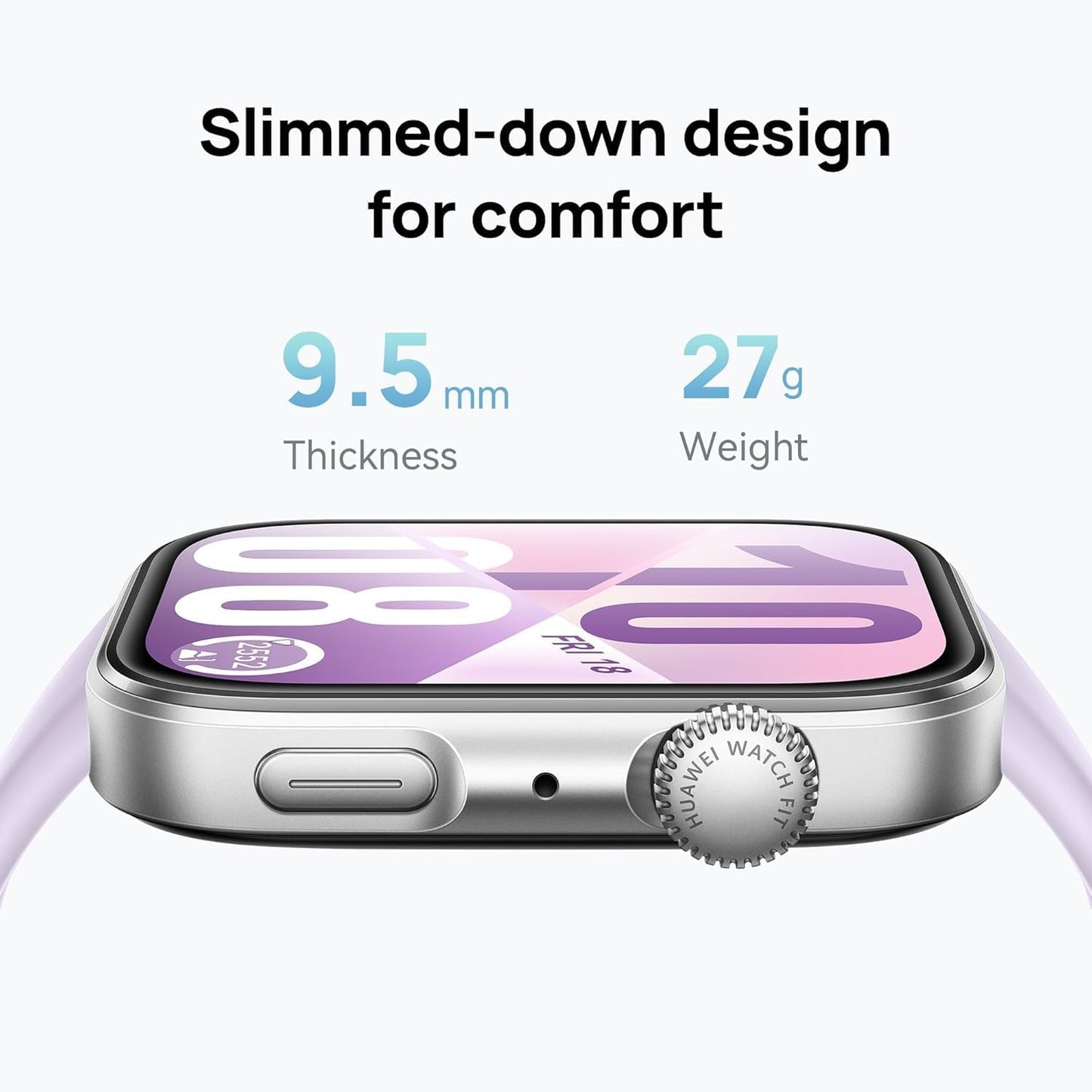 HUAWEI Watch FIT 4 Smartwatch, 100+ Training Modes, Ultra Thin Case, GPS Tracking, Up to 10 Days Battery Life, Bluetooth Calling, AMOLED, Compatible with iOS & Android, Purple