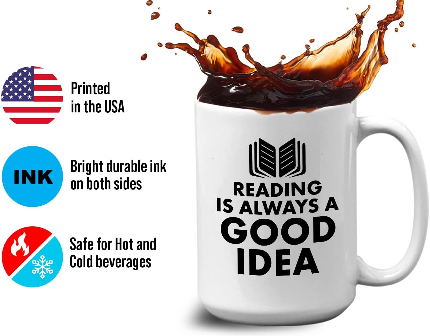Book Lover Coffee Mug 15oz White - reading is - Literary librarian Literature Bookworm Historian Public Library Curator Bibliophile Bibliolater