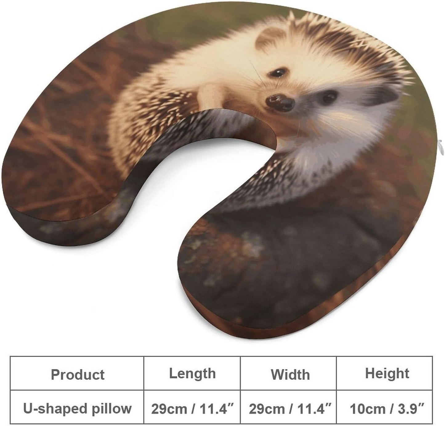 Baby Hedgehog Neck Pillow Memory Foam U Shaped Pillows Portable Pillows for Shoulder Travel Head Support Pillow with Concealed Zipper for Airplane Car Home Office