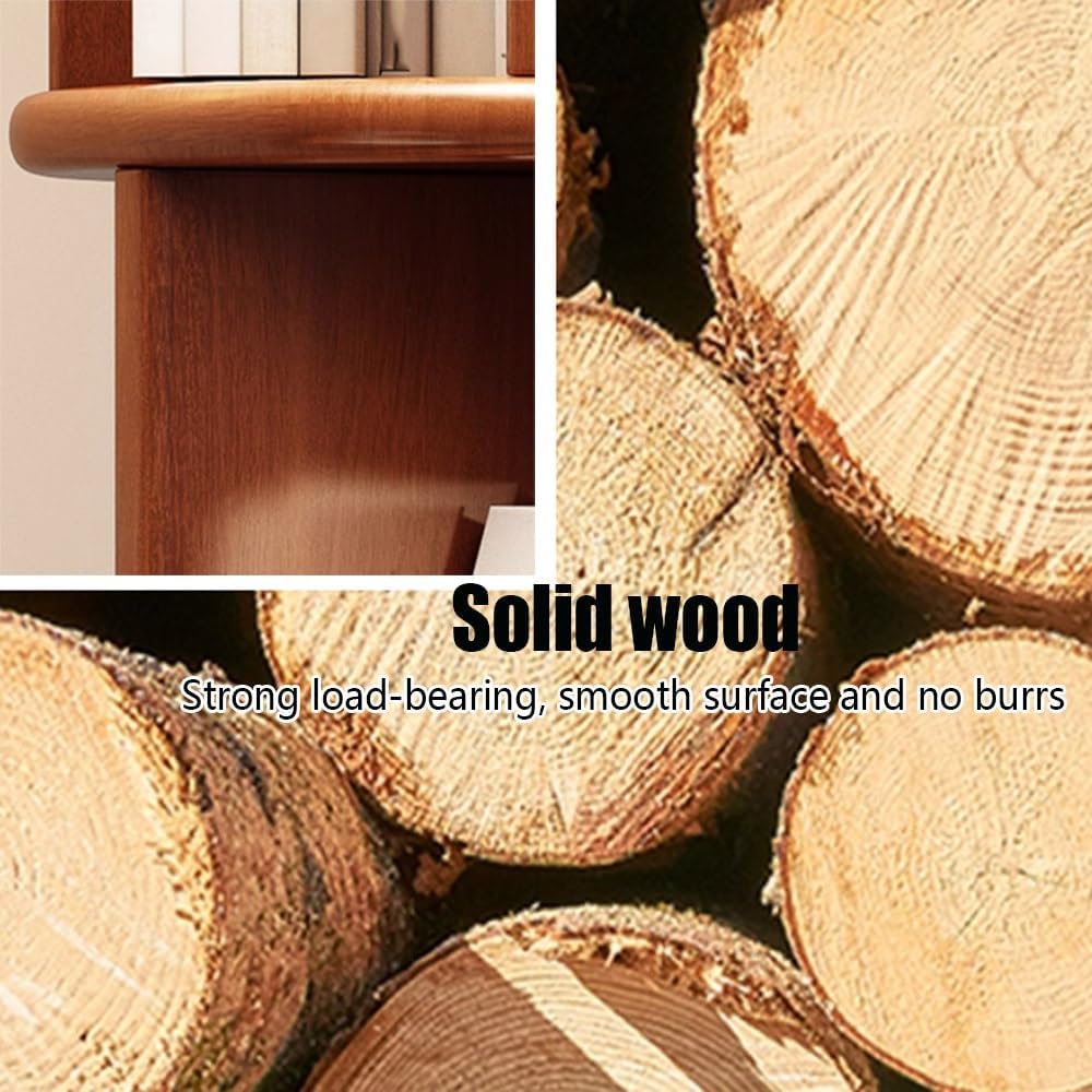 Solid Wood Rotating Bookshelf 360° Rotating Bookcase Small Floor Standing Bookcase Book Shelf 3 Tier 4 Tier Display Rack for Living Room Bedroom(Walnut,2 Tie)