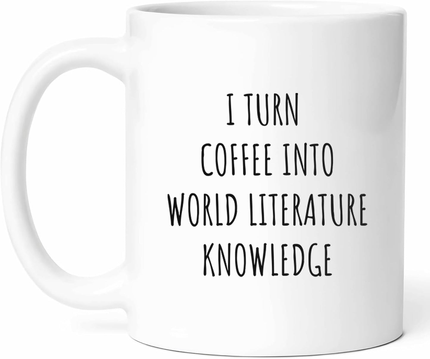 Coffee And World Literature Mug - Literary Scholar Cup - Bookworm Funny Gift From Friends - Global Tea Mugs - Novels Cups - 11 Oz Ceramic Gifts For Lovers, Birthday, Him, Her, Christmas, Reading