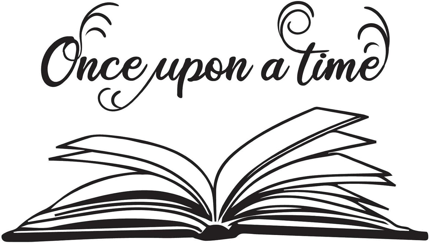 Children Once Upon A Time Beautiful Quote Wall Decal Decoration Book Lovers Bookish Quotes Reader Open Book Lasts Years and Easily Removable - Size: 40 in(W) x 24 in(H)