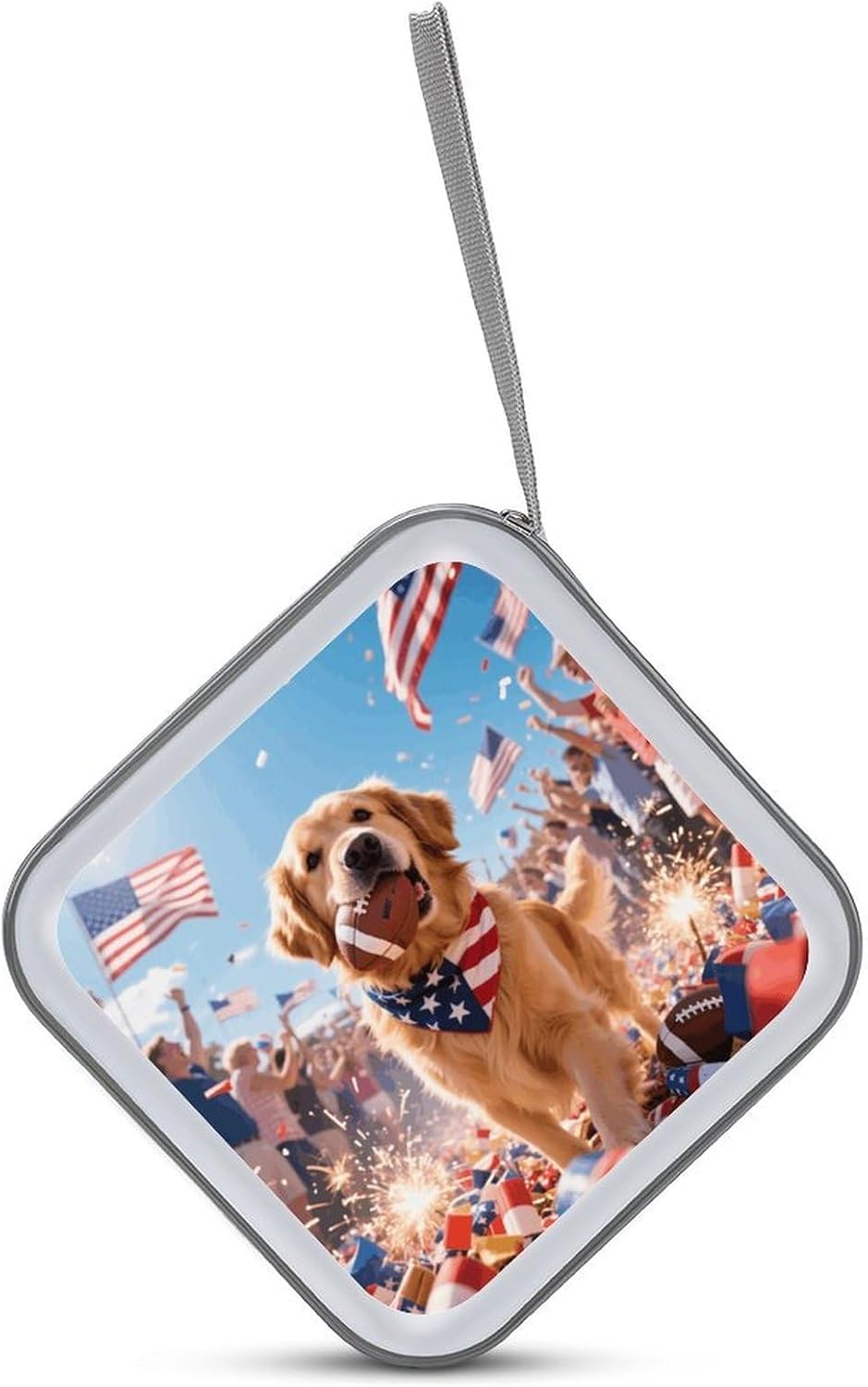 Patriotic Dogs CD Case Portable Zipper CD Case 40 Capacity Hard Plastic DVD Cases Holder Large Storage Disc Wallet Bag for Car Home Travel DVD Collection Bag