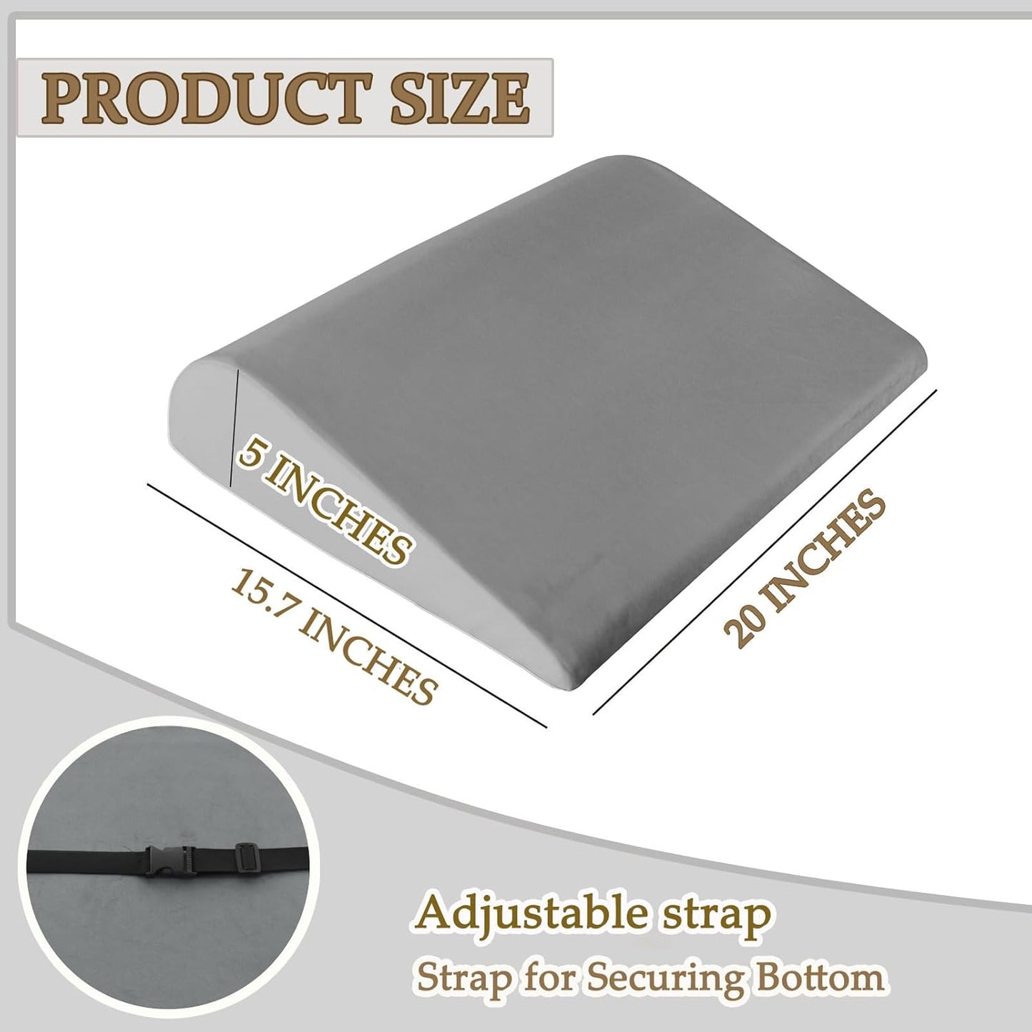 Lumbar Support Pillow for Recliner, Ergonomic Backrest for Elderly Pain Relief Great for Chair, Reading in Bed, Sofa Back Support with Washable Cover (Dark Grey)