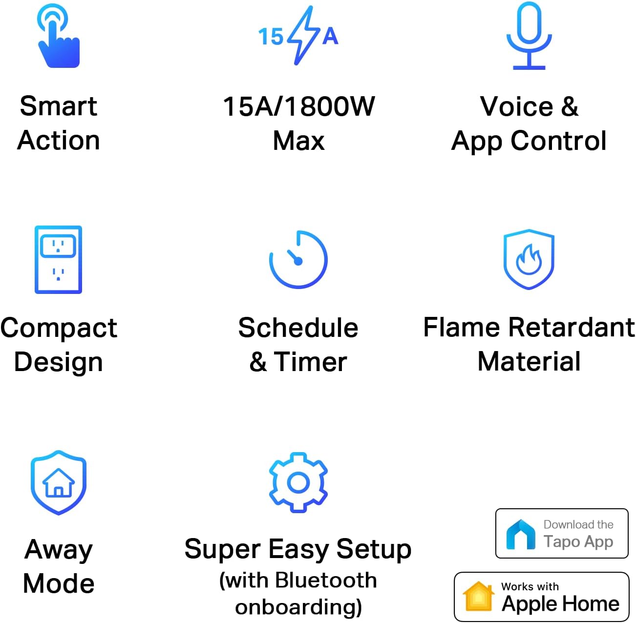 TP-Link Tapo Apple HomeKit Smart Plug Mini, Compact Design, 15A/1800W Max, Super Easy Setup, Works with Siri, Alexa & Google Home, UL Certified, 2.4G Wi-Fi Only, White, Tapo P125(2-Pack)