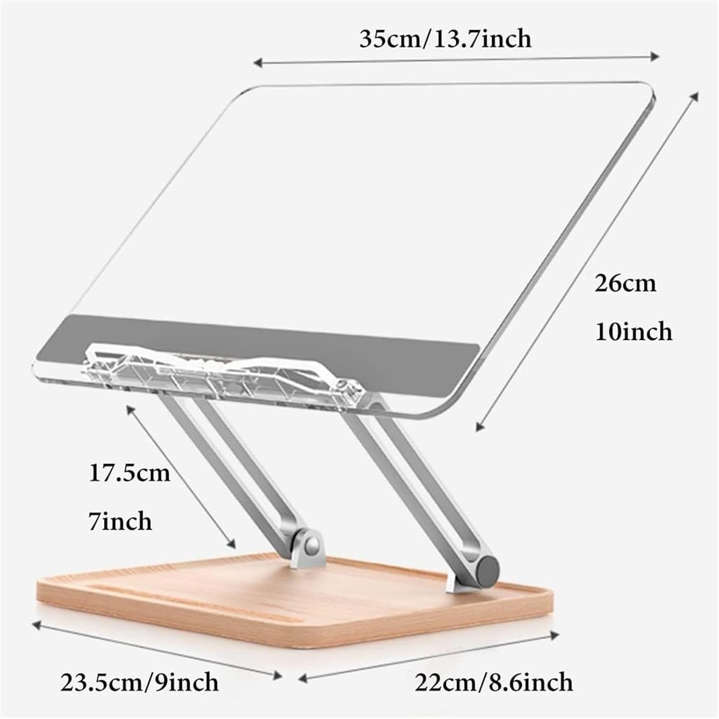 Book Stand for Reading Hands Free, Clear Cookbook Holder Stand, Book Holder for Bed, Laptop Stand Adjustable Height, for Books Laptop Textbook Recipe Document (Natural) (Natural)