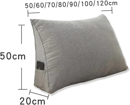 Triangle Headboard Pillow - Soft Backrest Cushion for Bed Sitting, Lumbar Support, Leg Positioning, Ideal for Daybed & Resting Comfort. (Brown 80x50x20cm)