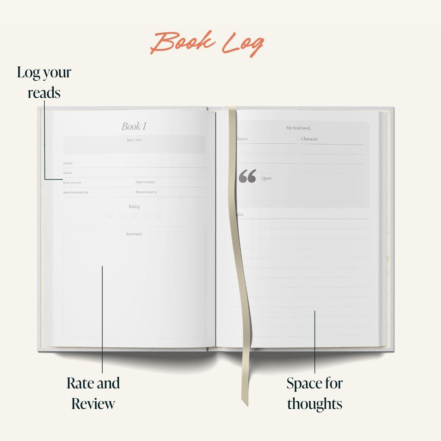 Yop & Tom Reading Journals - Review and Track Your Reading - Includes Planner to Log Your Favourite Books and Authors - On The Beach