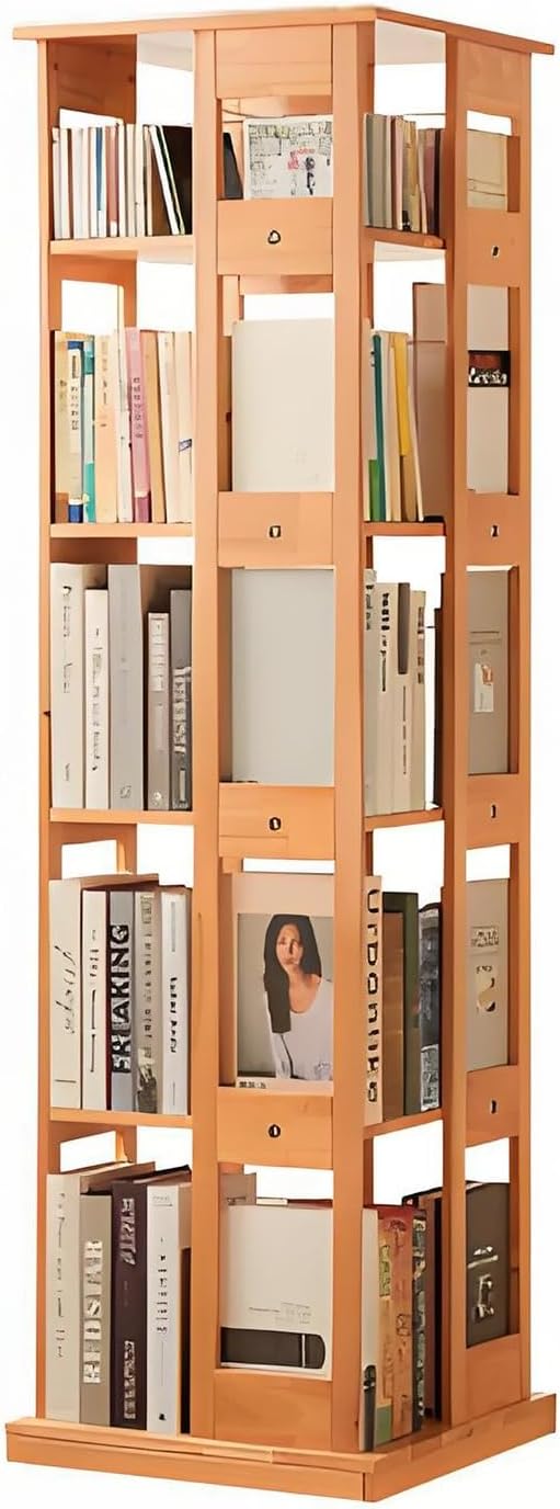 Rotating book shelf,unique bookshelf,room decor,spinning bookshelf tower,book case revolving,modern bookshelf,rotating bookcase,Suitable for living room, bedroom, study, office, balcony(Primary color,