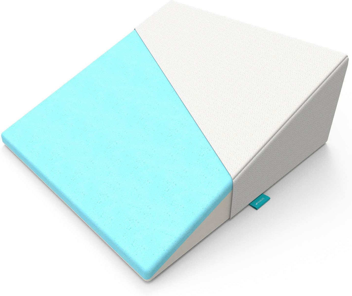 Vivalife Bed Wedge Pillow Gel Memory Foam Top - Cooling Elevated Support Cushion for Lower Back Pain, Acid Reflux, Heartburn, Allergies, Snoring - Ultra Soft Breathable Cover (10 Inch Wedge)