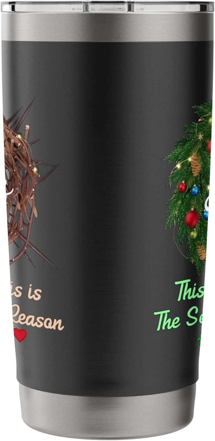 Jesus is the Reason for the Season Christian Xmas Wreath Stainless Steel Insulated Tumbler