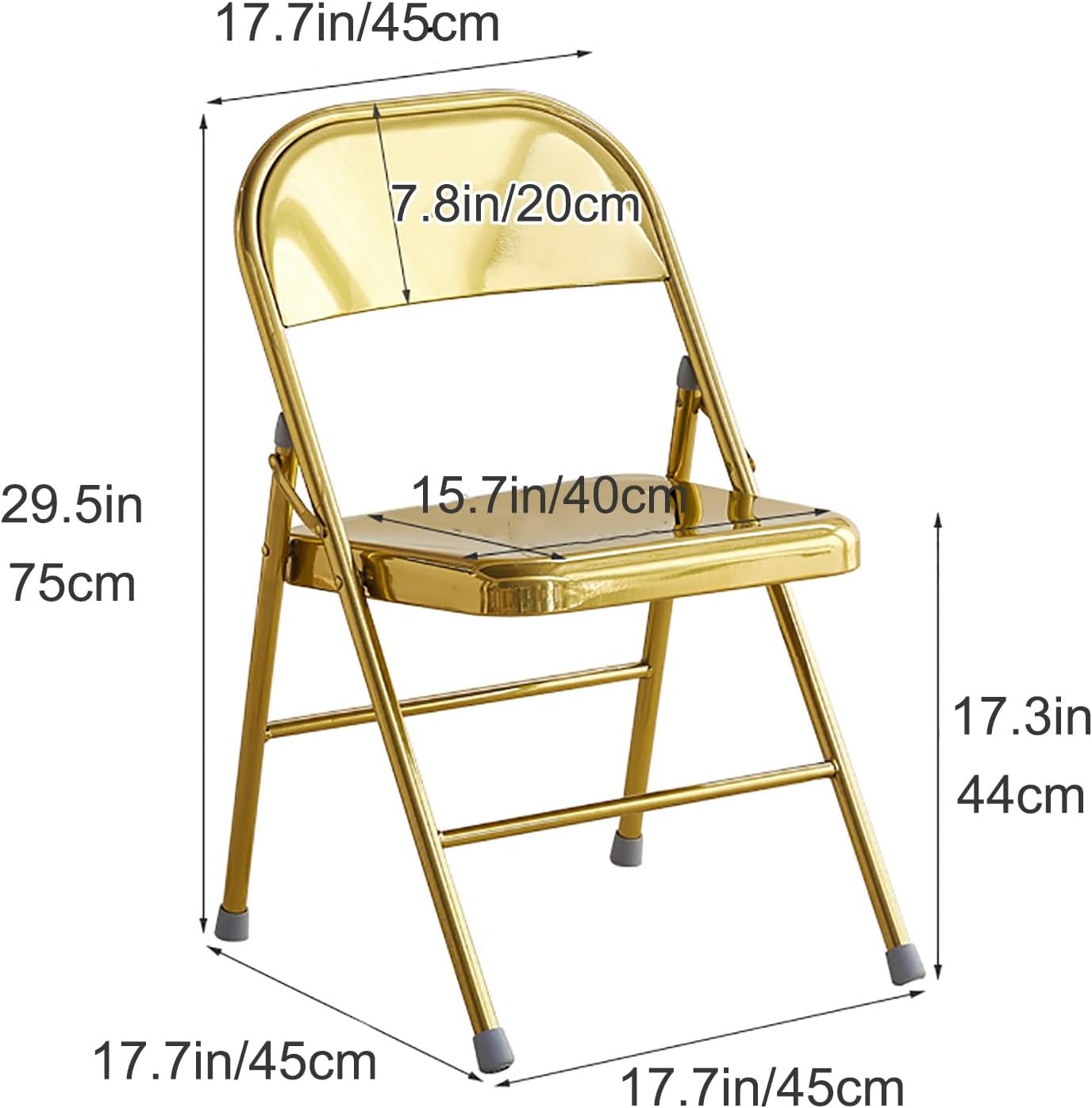 Metal Folding Chairs, Portable Stackable Event Lounge Chair, Steel Frame Indoor Dining Chairs, Camping Chair Multicolor for Events Office Wedding Party (Color : Black)