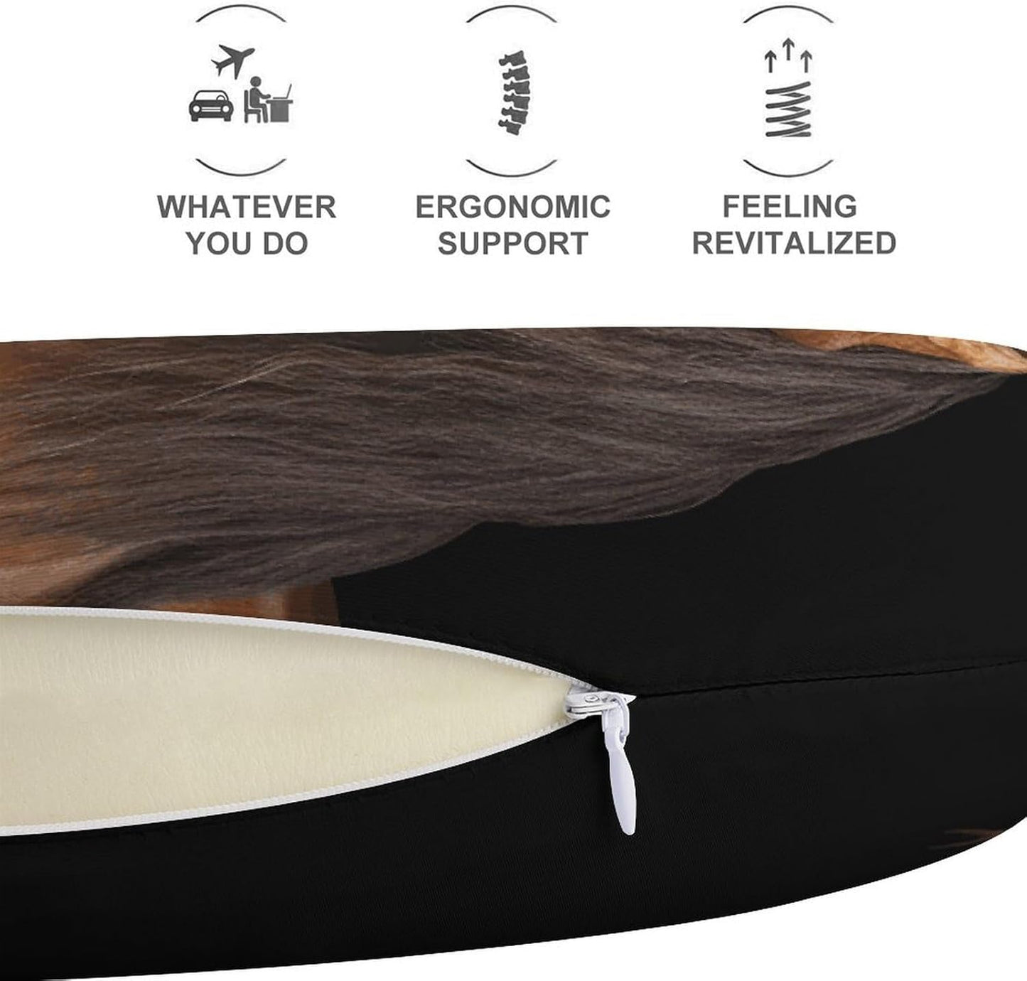 Two Horses Standing on Black Backgro Neck Pillow Memory Foam U Shaped Pillows Portable Pillows for Shoulder Travel Head Support Pillow with Concealed Zipper for Airplane Car Home Office