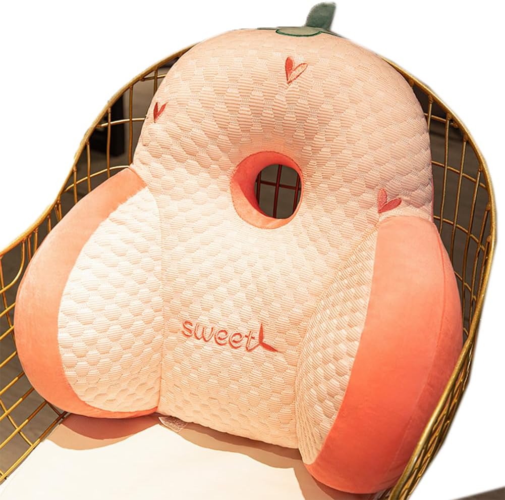 Tingting's Dream Cute Office Chair Lumbar Pillows Soft Ice Silk Sofa Waist Cushion Back Support Pillow Gaming Chairs Lumbar Back Cushion (Strawberry, 45×50×15cm/17.7"×19.7"×5.91")