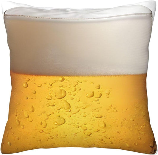 All-Season Square Pillow Covers 18"X18", Beer Bubble, Decorative Throw Pillow Covers for Sofa Bed Couch, Hidden Zipper Cushion Cover, Square Lumbar & Accent Pillowcases for Home Decor