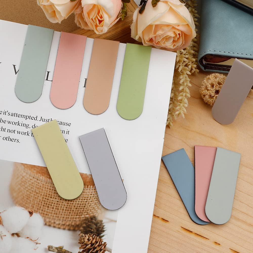 Magnetic Bookmarks, 15PCS Magnetic Cute Bookmark for Teacher, Women, Men & Kids - Solid Colorful Light Bookmarks (Pack of 15)