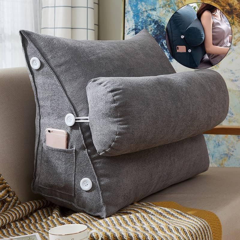 Bed Triangular Cushion Chair Bedside Lumbar Chair Backrest Lounger Lazy Office Chair Living Room Reading Pillow Household Decor(D)