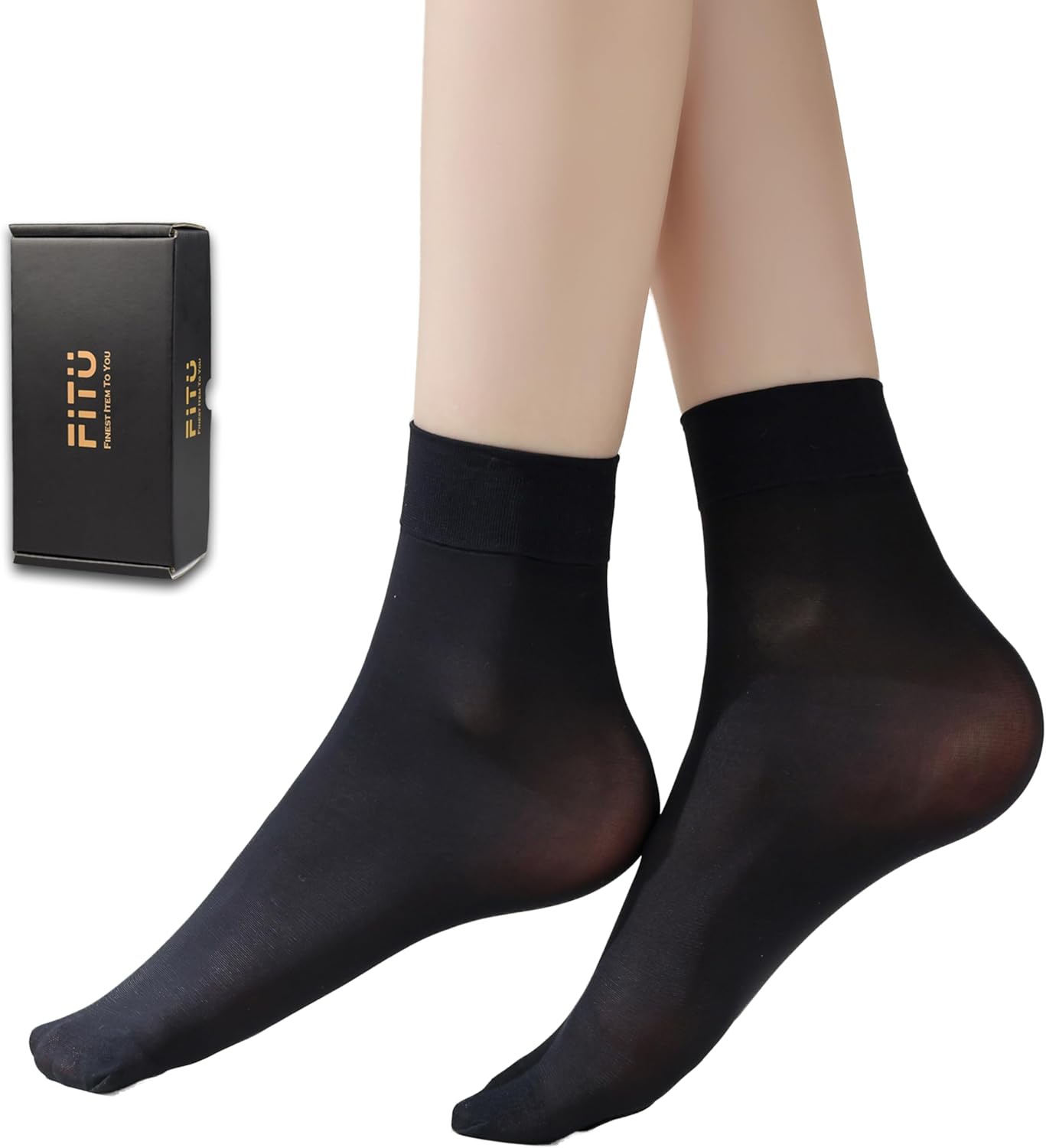 Women's 10-24 Pairs (in Gift Box) Ankle High Sheer Nylon Socks Soft Tight Hosiery with Reinforced Toe
