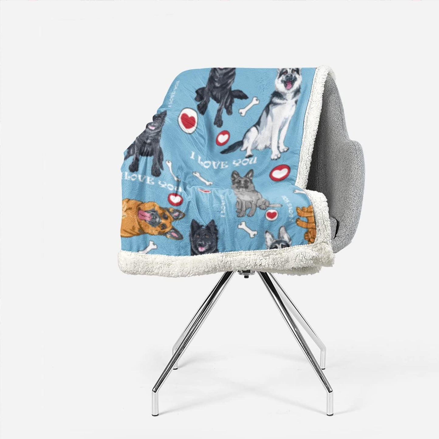 AILONEN Belgian Malinois Dog Blanket for Kids Adults, Cartoon Variety of Puppy Pattern and Paw Print Blanket, Cute Lamb Wool Sherpa Throw Blanket(Throw, 47 x31 Inches) Dog42