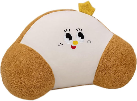 Tingting's Dream Office Lumbar Support Pillows Cartoon Plush Latex Waist Cushion Soft Car Back Rest Pillows Soft Bed Rest Reading Pillow (Crystal Velvet-Brown, 35×50CM/13.8"×19.7")