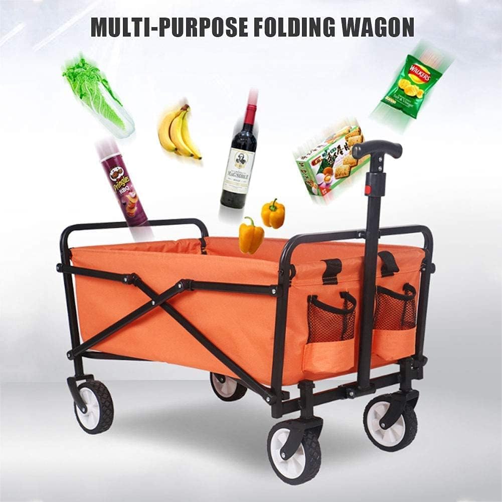 Heavy Duty Folding Outdoor Beach Wagon A Terrain Coapsible Utility Wagon Garden Cart Transport Troey Portable ping Hand Cart Picnic Camping Wagon (Color : Red) (Gray)