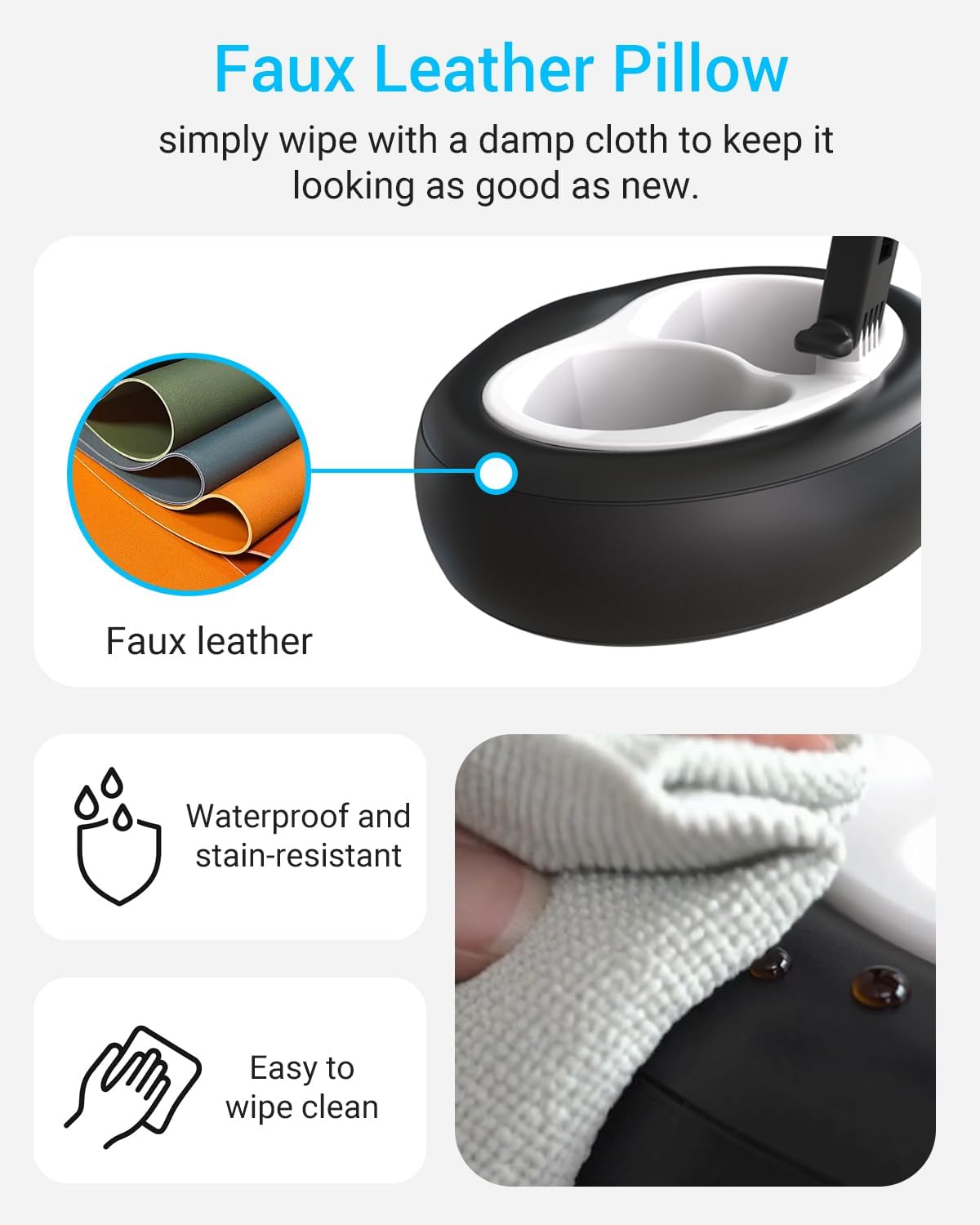 Tablet Leather Pillow Stand,【Stain-Resistant】 Tablet Holder with 2 Snack Bowl, Adjustable Pillow Stand for Lap/Bed/Couch/Desk, Fits 4-13" Kindle, iPad Pro Air Mini, Phone, Galaxy Z Fold