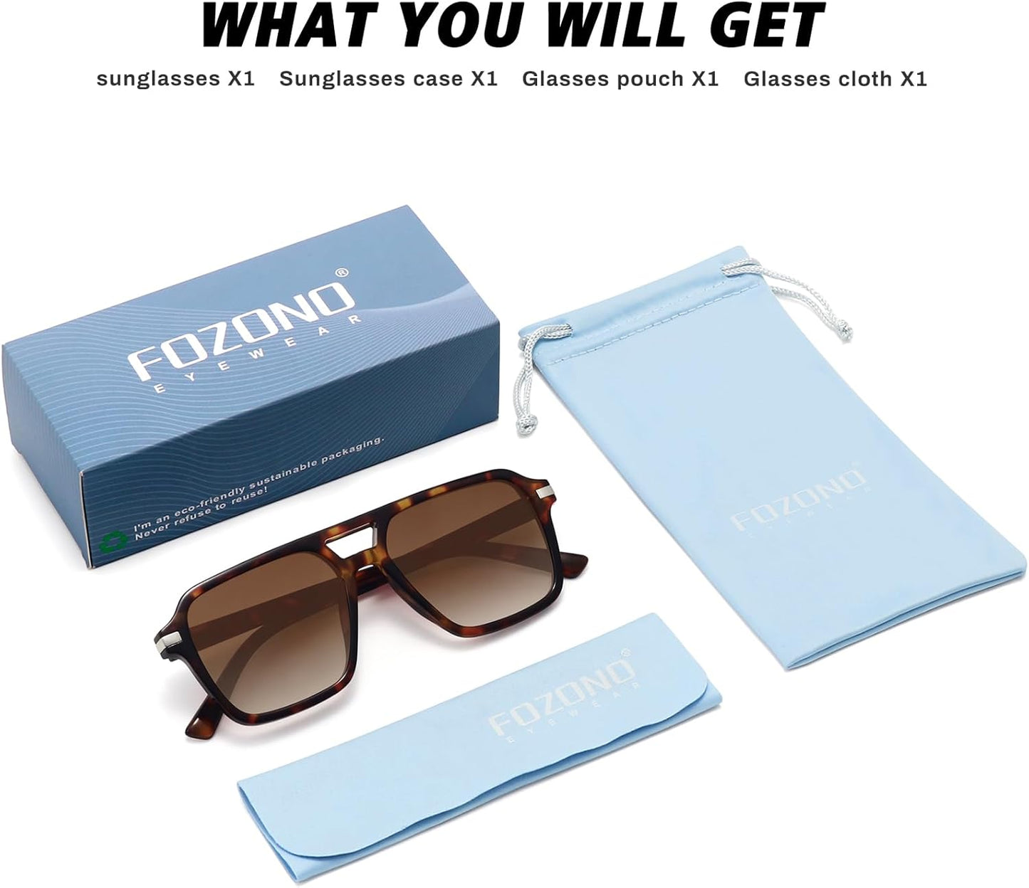 Retro Aviator Sunglasses for Women Men Trendy Classic Square 70s 80s 90s Vintage Shades Double Bridge Aviators FZN813