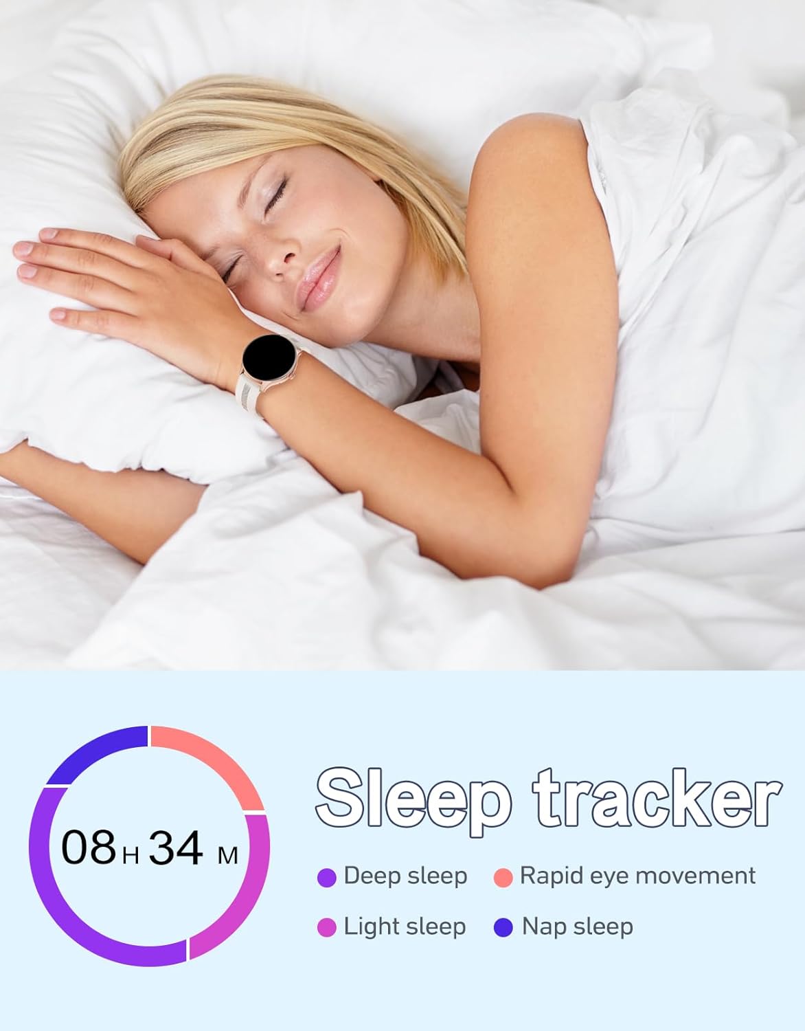 HUAKUA Smart Watches for Women Men (Answer/Make Calls) Compatible with iPhone/Android Phones, Round Smartwatch Fitness Tracker with Heart Rate Monitor Sleep/Steps Tracker Waterproof (Starlight/Gold)