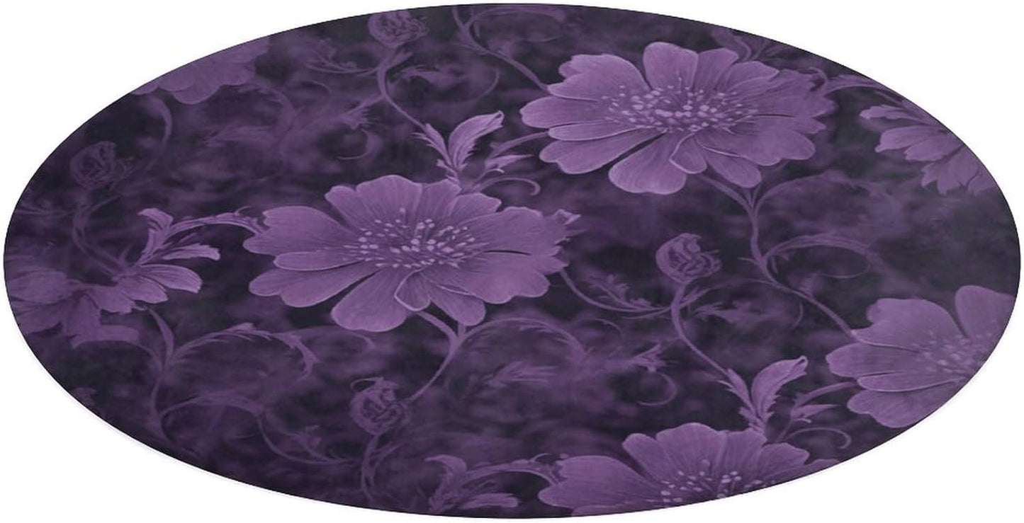 Purple Circle Rug Retro Luxury Coral Velvet Floor Mat Non Slip Soft Indoor Floor Carpet Comfy Thickened Area Rugs Modern Aesthetic Minimalist Carpets for Home Decor