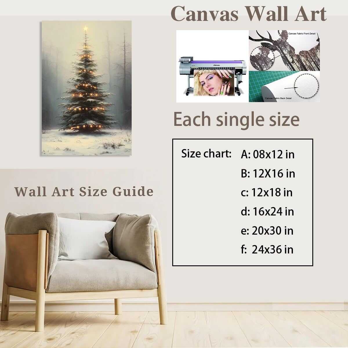 Vintage Christmas Wall Art Christmas Pine Tree Posters Canvas Prints Poster Farm House Decor Winter Xmas Rustic Holiday Home Dorm Living Room Aesthetics Decoration 12x18inch Unframed
