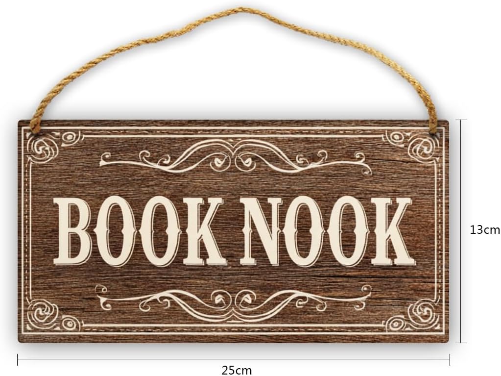 Book Nook Sign Reading Room Decor Little Library Wood Sign Bookshelf Decor Bookish Gifts Book Party Decorations Reading Offic Wall Art 10 X 5 Inch