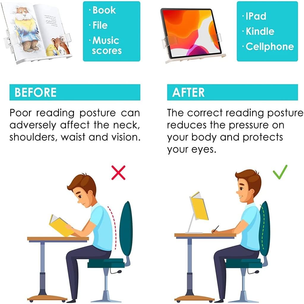 Foldable Reading Book Stand Cookbook Holder Desktop Adjustable Height&Angle Bracket