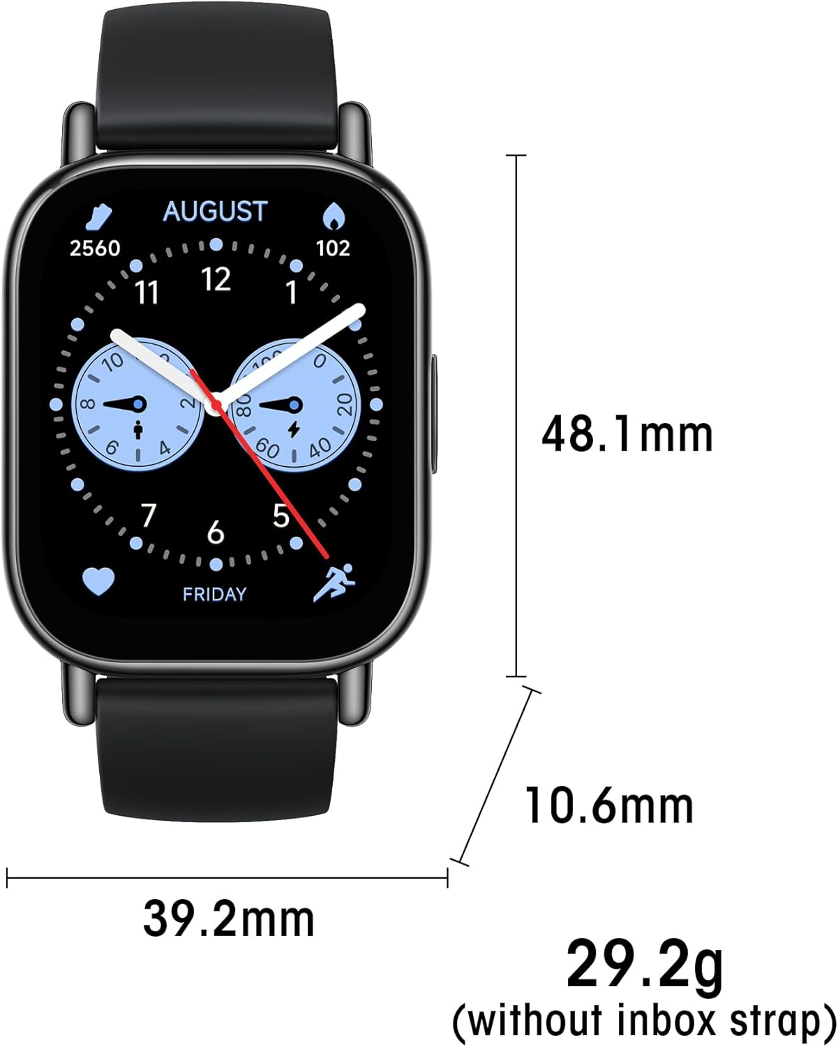 Xiaomi Redmi 5 Lite Smart Watch, Step Counter Watch for Women Men with 1.96" LCD Large Display, 140 Sports Modes, 5ATM Waterproof (Lite-Black)