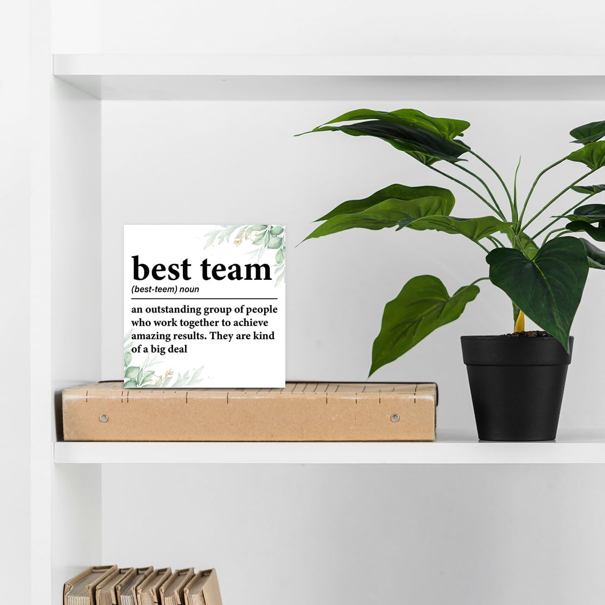 Best Team Gifts for Employees, Inspirational Teamwork Gifts Best Team Definition Wood Block Sign Desk Shelf Decor