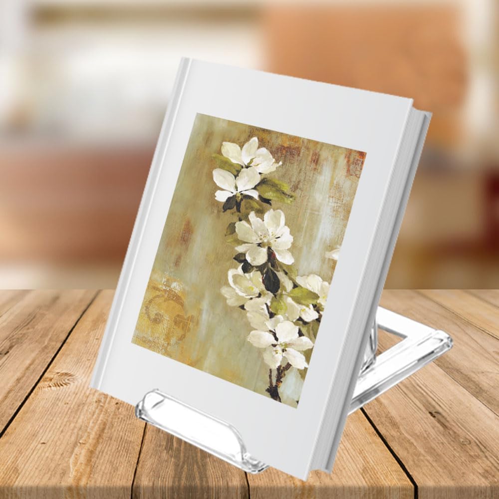 10 Pack Acrylic Book Stand for Display Adjustable Clear Display Holder Easel Collector Stand for Home Office Back to School Comic Album CD Magazine Postcard Artworks (4.2 x 4.3 x 2.35 Inch)