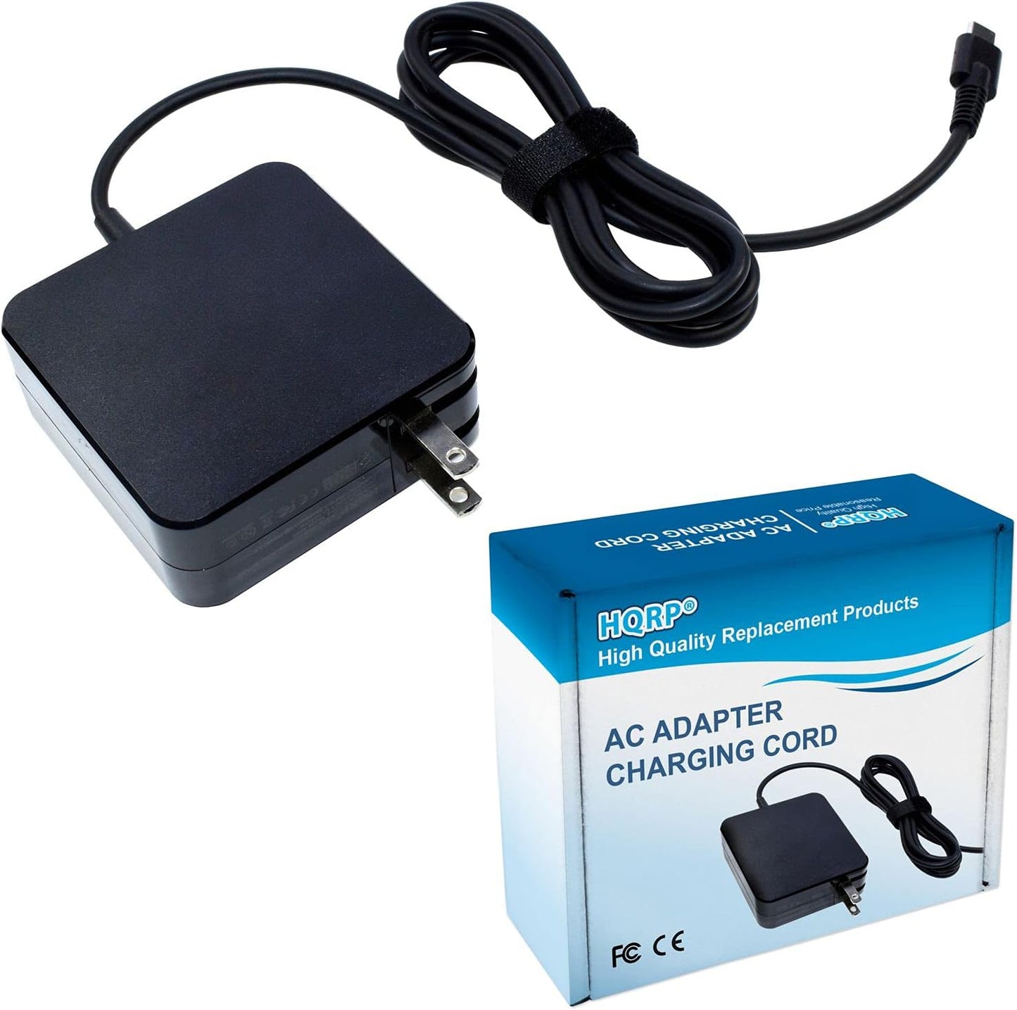 HQRP USB-C AC Adapter Compact Portable Fast Charger PD/QC 3.0 Type-C USB Power Supply Cord Black Cable (15W 27W 45W 65W 5V 9V 12V 15V 20V 3A 3.25A) Plus HQRP Euro Plug Adapter