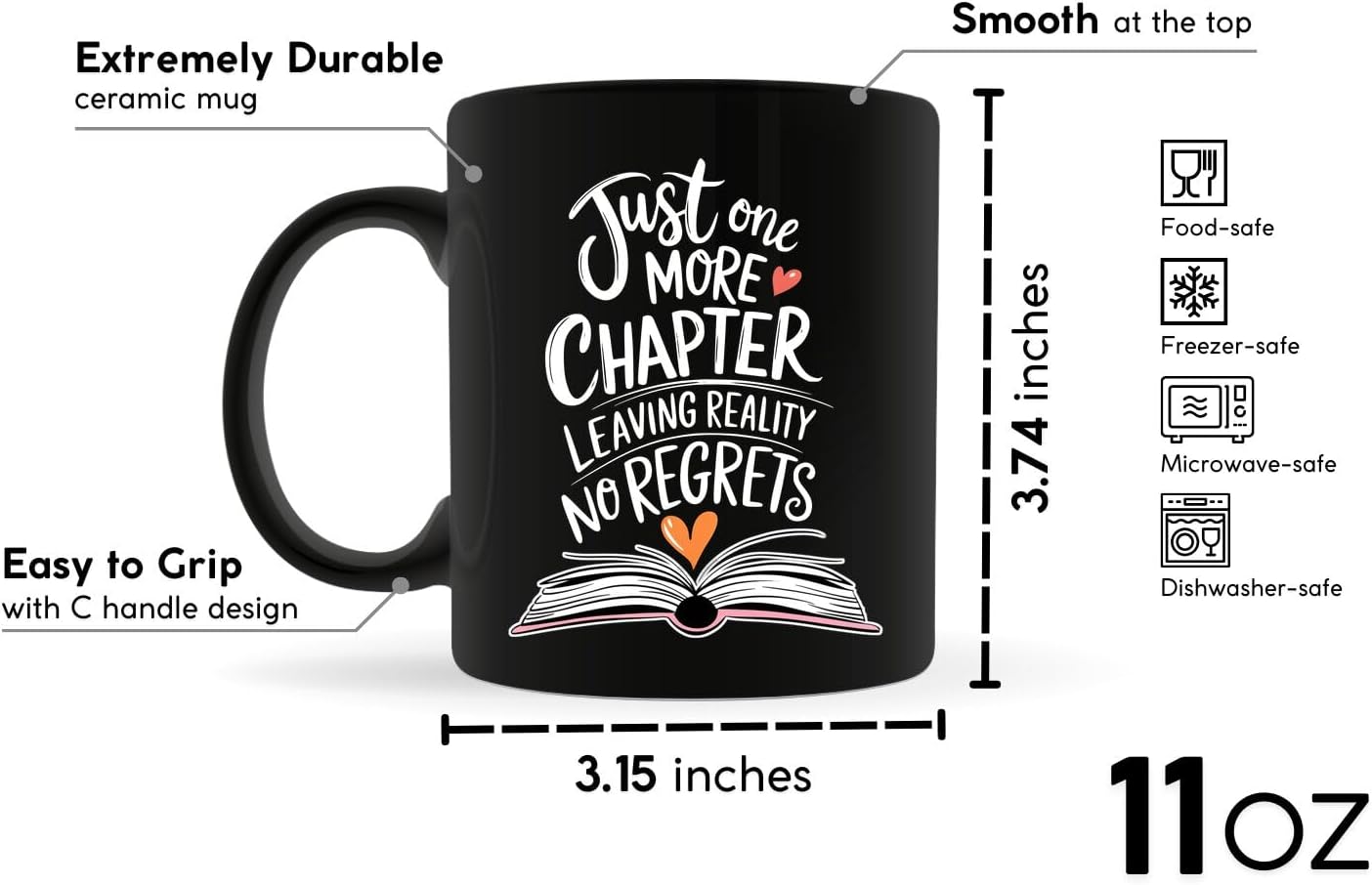 Book Lovers Coffee Mug 11oz Black -One Chapter A - Gift for Book Club Bookworm Bookish Reading Nerdy Avid Readers Women