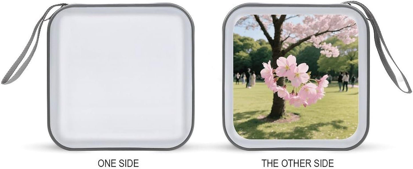 Cherry Blossom CD Case Portable Zipper CD Case 40 Capacity Hard Plastic DVD Cases Holder Large Storage Disc Wallet Bag for Car Home Travel DVD Collection Bag