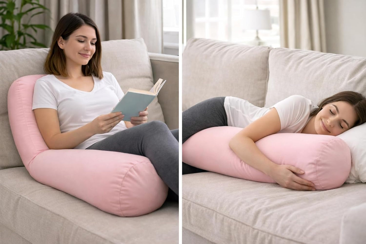 Microbead Body Pillow - Luxuriously Soft and Huggable with Removable Cover 30 X 8