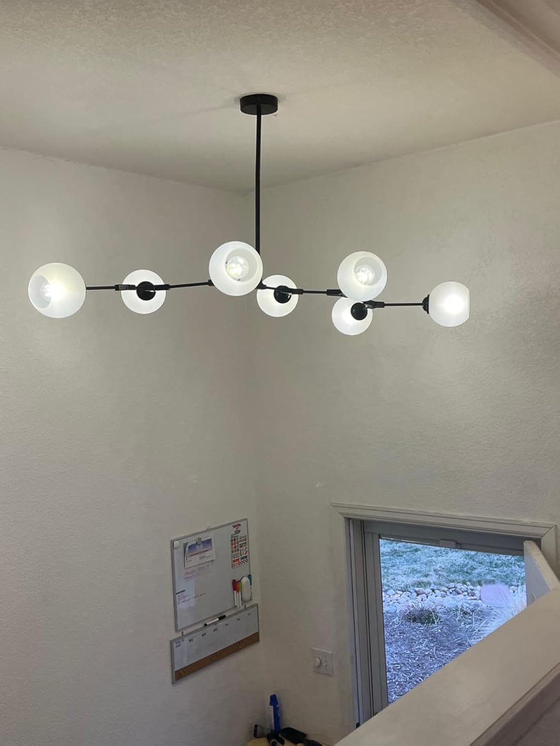 3 Pack Clear Frosted Glass Globes for Light Fixtures Replacement, 5.9" Diameter, Soften Color Round Glass Globe Lampshade Cover for Pendant Light Wall Sconce Chandelier, 1-5/8 Inch Fitter