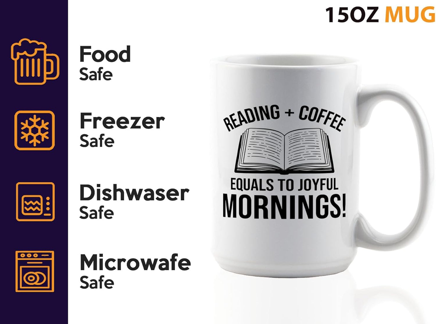 Book Lover Coffee Mug 15oz White -Reading Coffee equals - Bookworm Literature Library Book Lover Reader Booked Editor Intellectual Studious