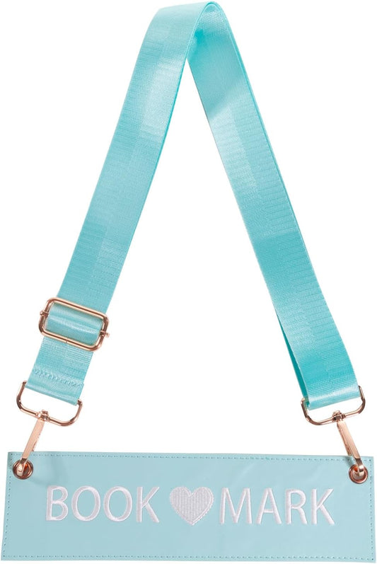 Detachable Strap Bookmark,Embroidered Leather Bookmarks for Women,Unique Cool Funnys Bookmarks Carrier for Women,Readers,Book Lovers (Blue)