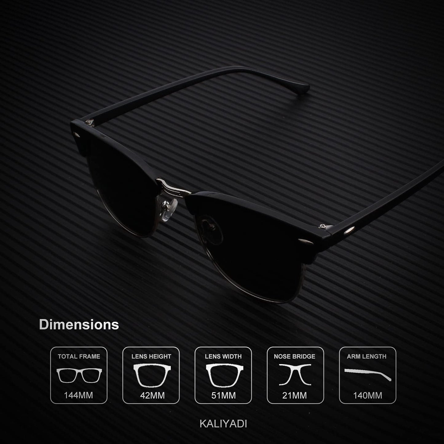 KALIYADI Polarized Sunglasses for Men and Women Semi-Rimless Frame Driving Sun glasses UV Blocking