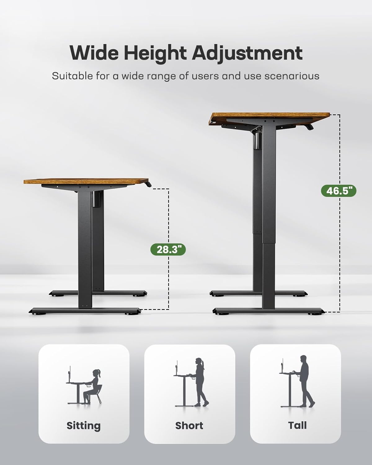 Marsail Standing Desk, Adjustable Heights Desk, Stand Up Desk, 40x24 Inches Desktop for Home Office or Gaming Computer use, with 4 Memory Presets, Headphone Hook, Cable Organizer