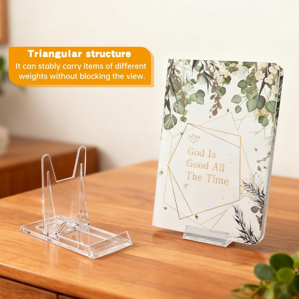 10 Pack Book Display Stands Adjustable Clear Easel Collector Display Holder Acrylic Book Easel Collector Display Stand for Comic Artwork Album CD Magazine Postcard Cookbooks Photos