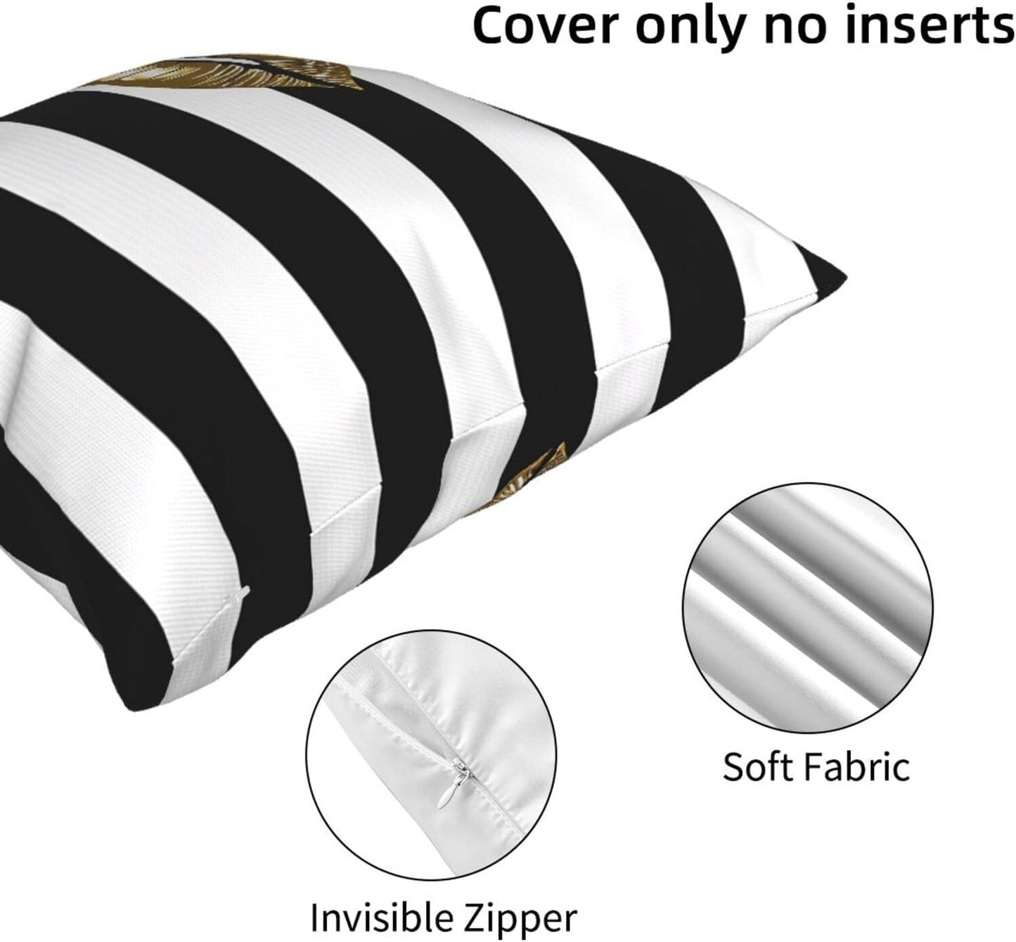 All-Season Square Pillow Covers 18"X18", Lips Black White Stripes, Decorative Throw Pillow Covers For Sofa Bed Couch, Hidden Zipper Cushion Cover, Square Lumbar & Accent Pillowcases For Home Decor
